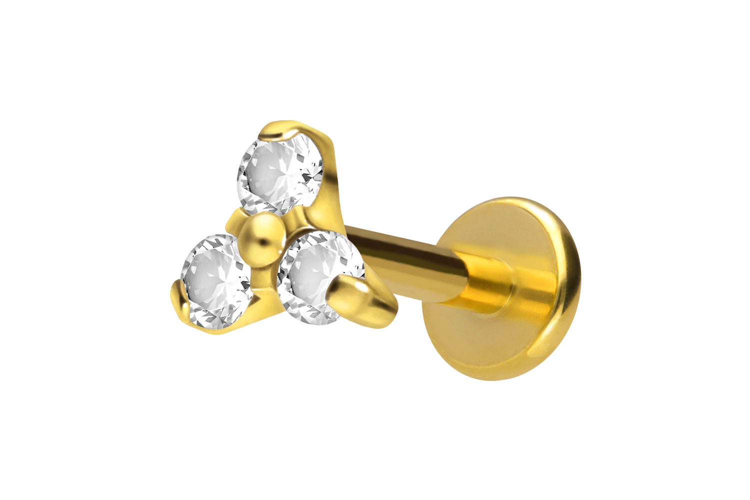 Titan Labret Piercing mit Innengewinde KRISTALLBLUME